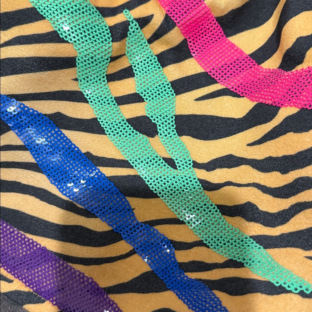 Queen of sparkles tiger stripe rainbow neon nwt shorts Xs - Picture 2 of 4